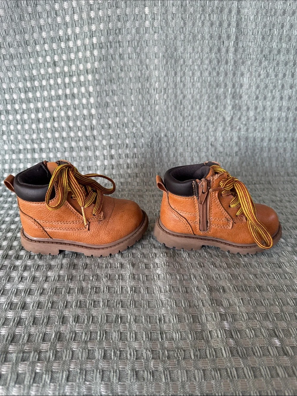 Carter’s Roy Toddler Boys Work Boots Size 5 Tan Brown Faux Leather